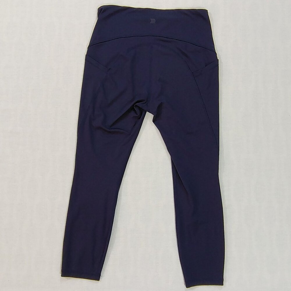 All In Motion High Waist Yoga Leggings Sz L Navy Athletic Workout Pants Pockets - Picture 3 of 15